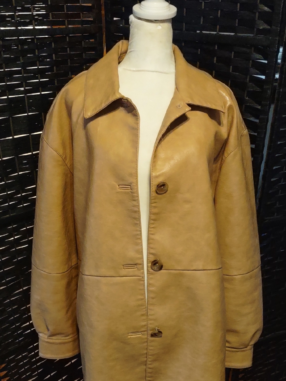 Levi's Tan Vegan Leather Jacket with Black Label Patch